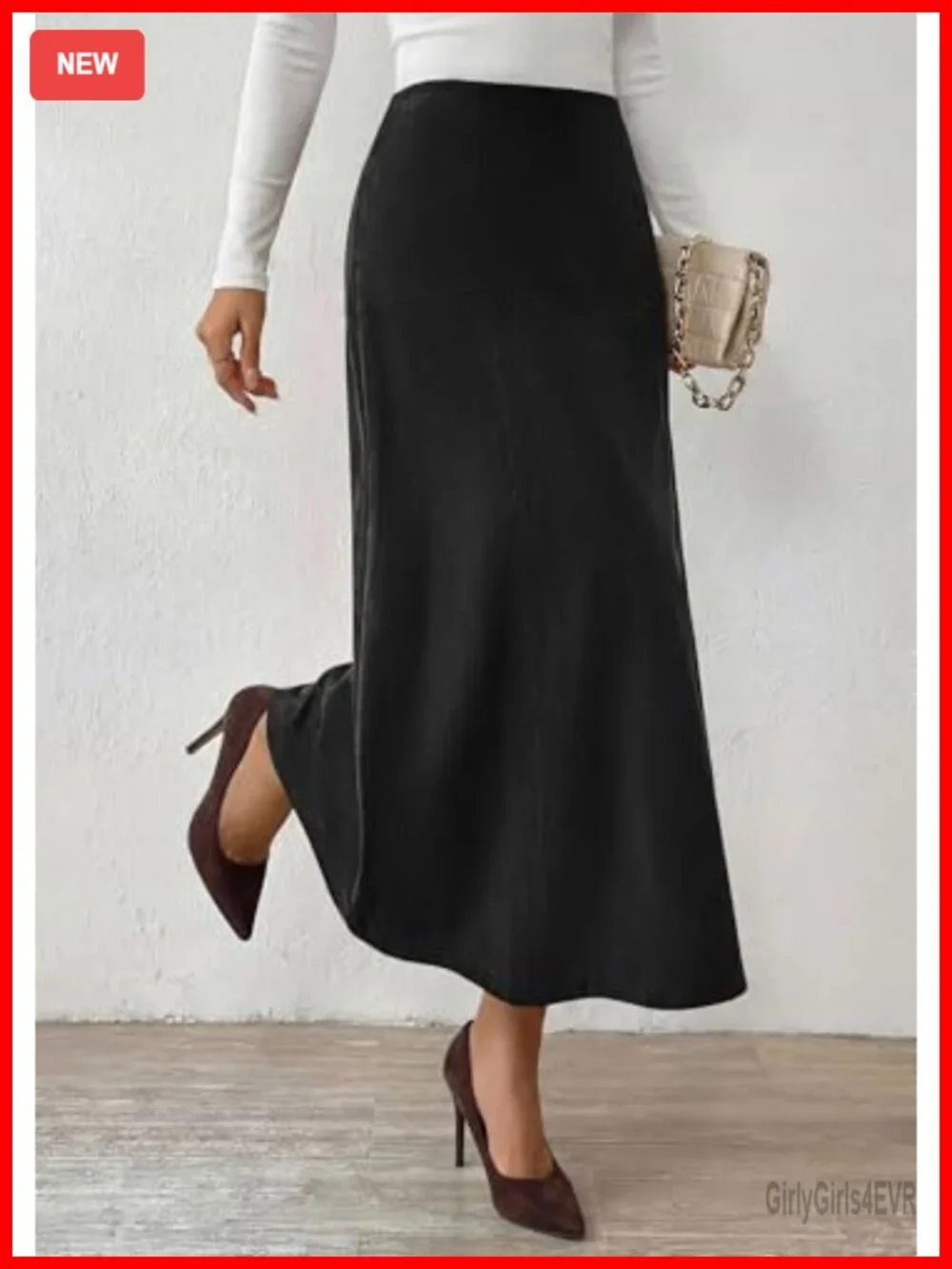 High Waist Faux Suede A Line Midi Skirt